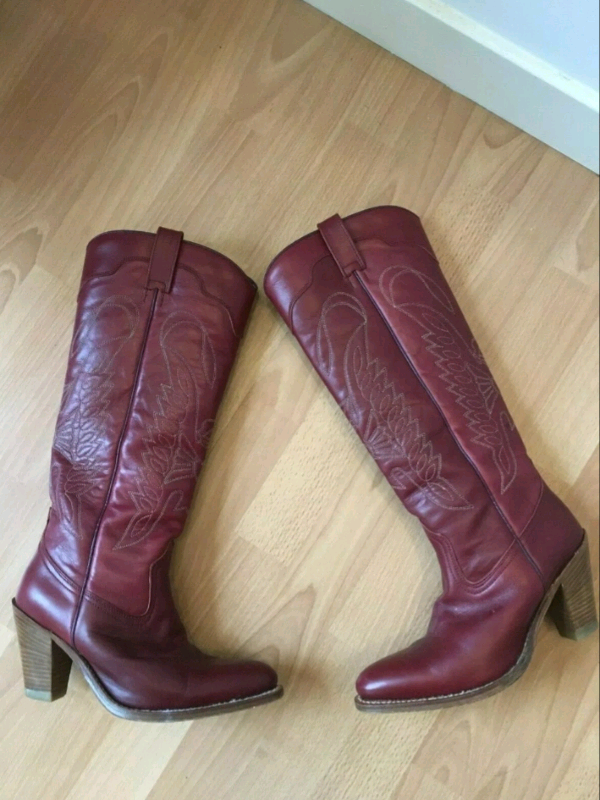 red knee high cowboy boots